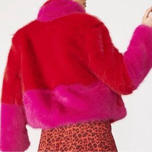 Bamboo Faux Fur Two Tone Double Cropped Coat